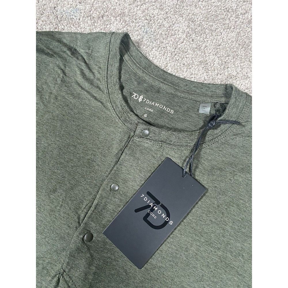 7D 7 Diamonds Core Henley Performance Shirt Long Sleeve Olive Green Men's Size S